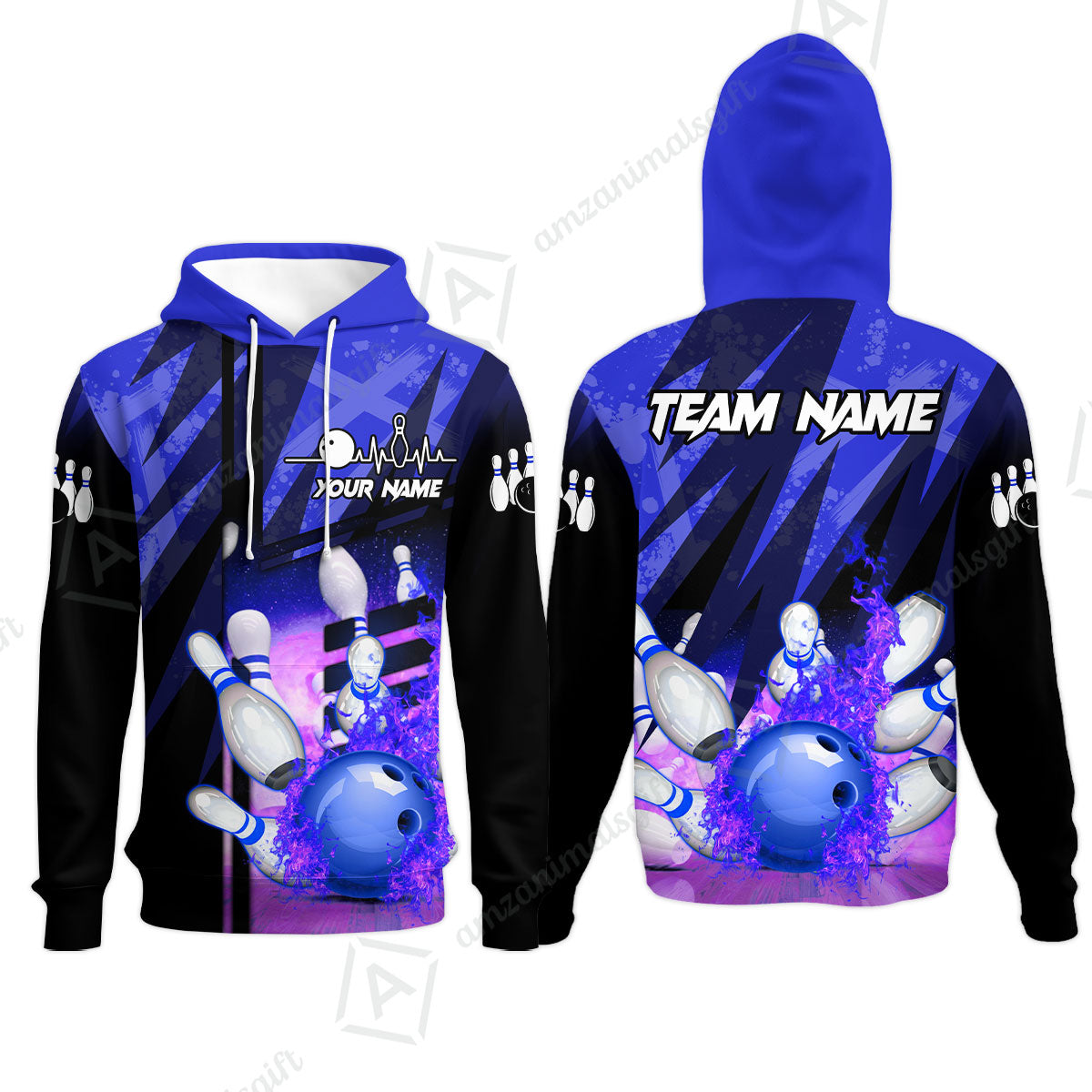 Customized Bowling Jersey Shirt, Bowling And Pins Abstract Grunge Texture XX Multicolor Option Customized Name And Team Zipper Polo Jerseys Shirts