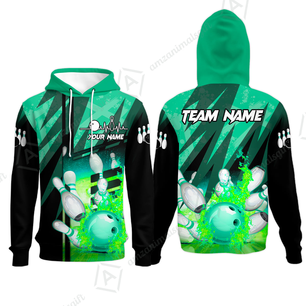 Customized Bowling Jersey Shirt, Bowling And Pins Abstract Grunge Texture XX Multicolor Option Customized Name And Team Zipper Polo Jerseys Shirts