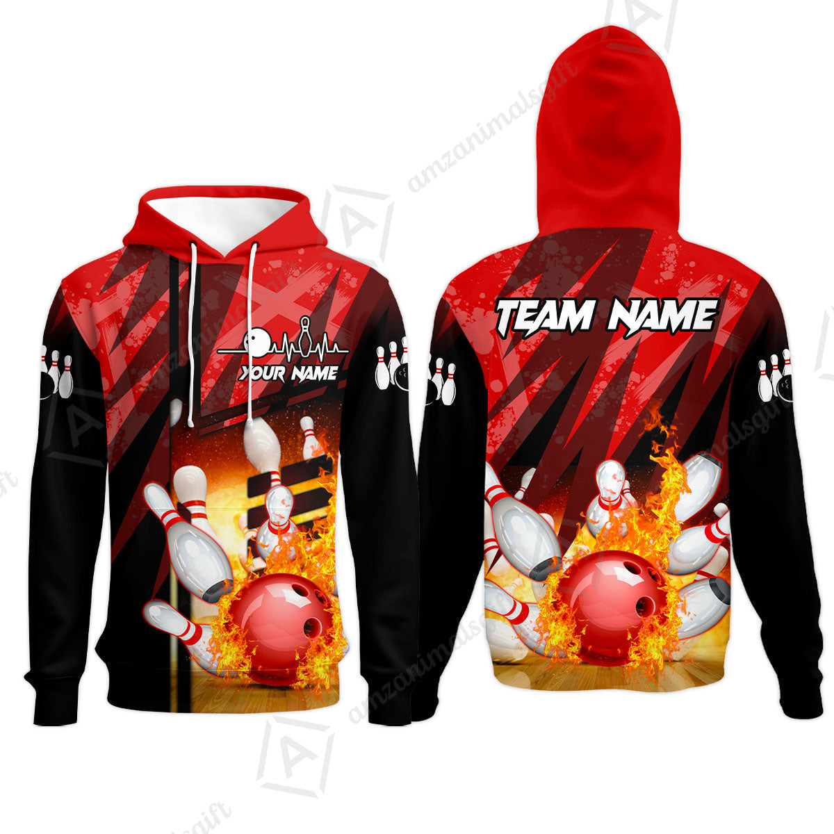 Customized Bowling Jersey Shirt, Bowling And Pins Abstract Grunge Texture XX Multicolor Option Customized Name And Team Zipper Polo Jerseys Shirts