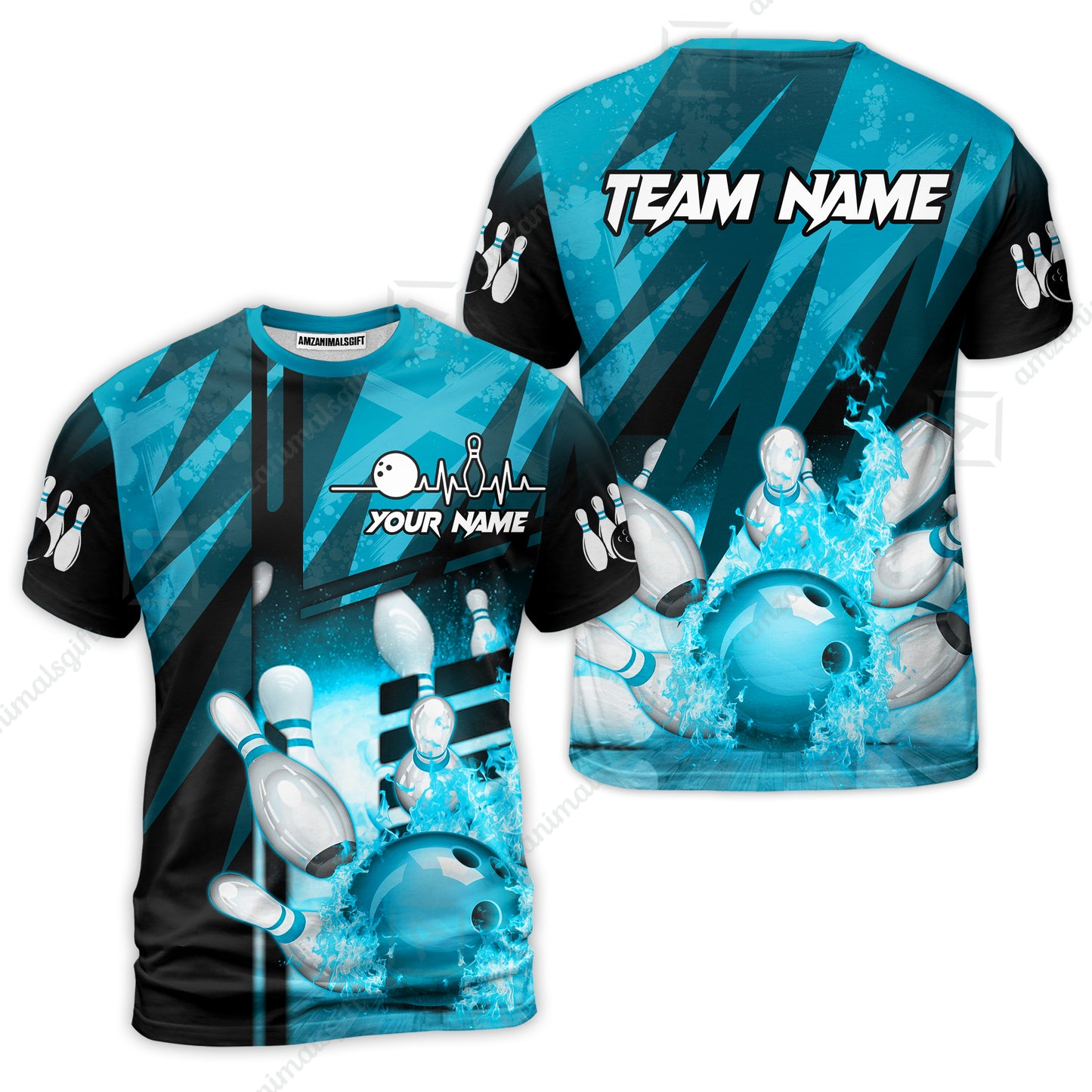 Customized Bowling Jersey Shirt, Bowling And Pins Abstract Grunge Texture XX Multicolor Option Customized Name And Team Zipper Polo Jerseys Shirts