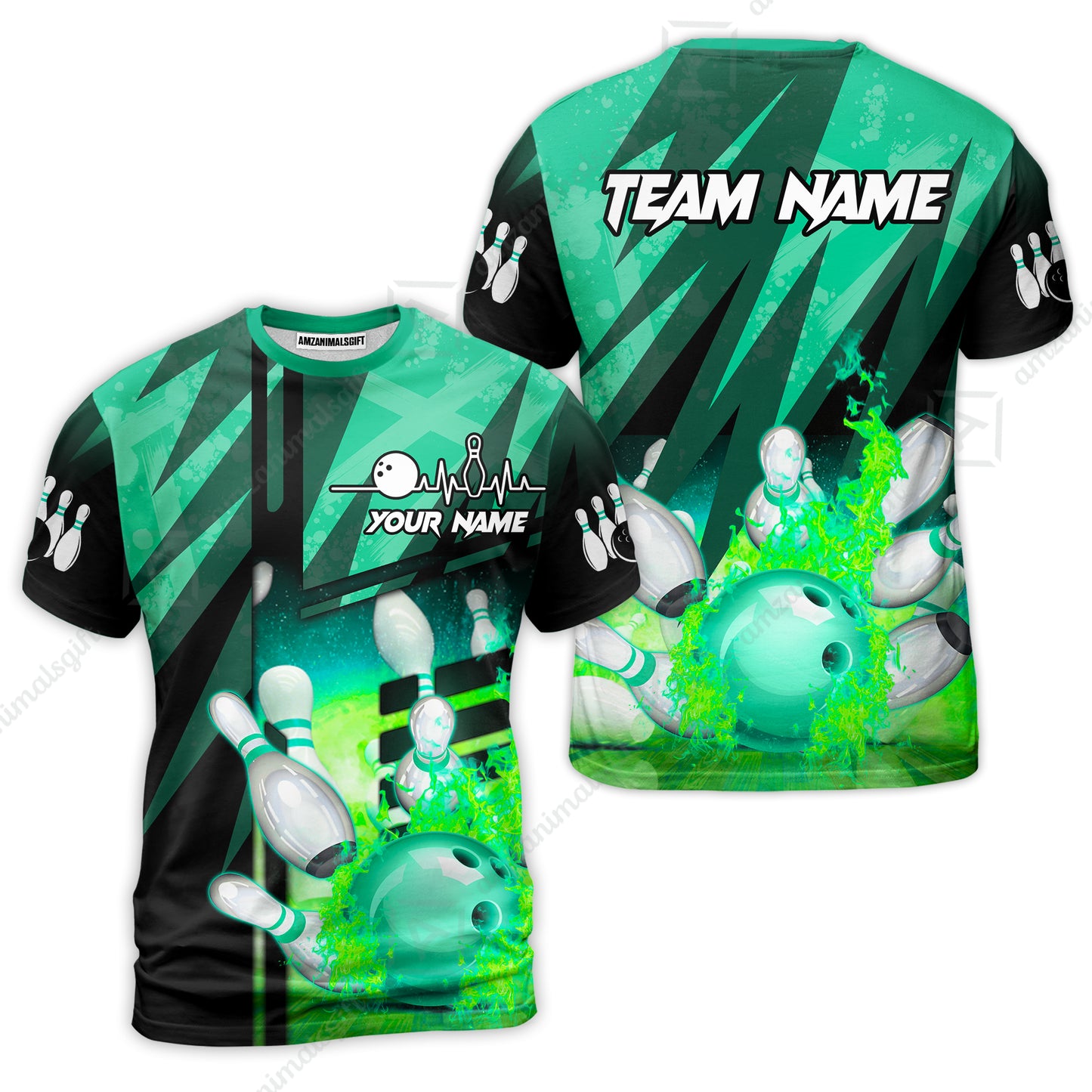 Customized Bowling Jersey Shirt, Bowling And Pins Abstract Grunge Texture XX Multicolor Option Customized Name And Team Zipper Polo Jerseys Shirts
