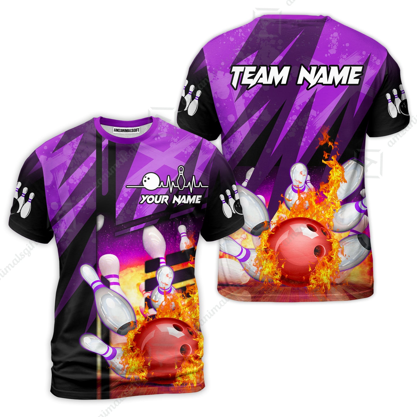 Customized Bowling Jersey Shirt, Bowling And Pins Abstract Grunge Texture XX Multicolor Option Customized Name And Team Zipper Polo Jerseys Shirts
