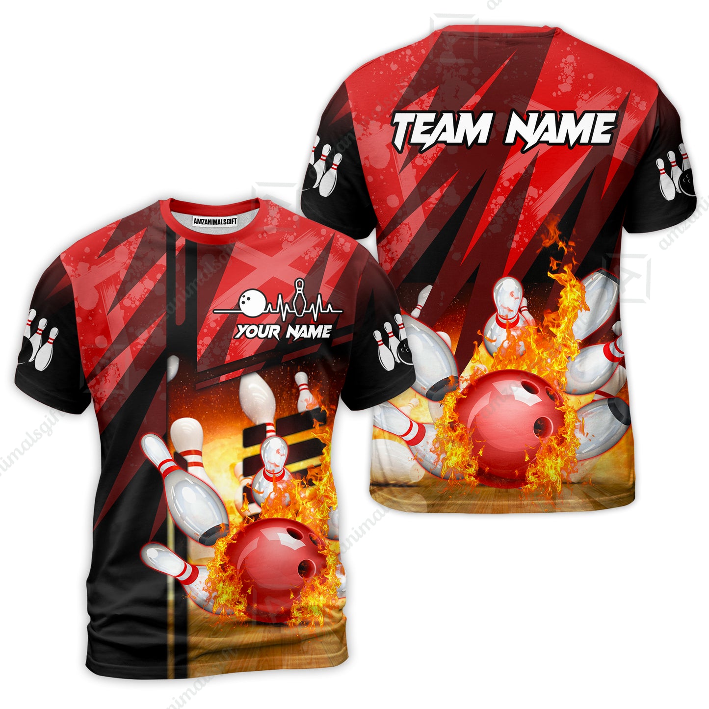 Customized Bowling Jersey Shirt, Bowling And Pins Abstract Grunge Texture XX Multicolor Option Customized Name And Team Zipper Polo Jerseys Shirts