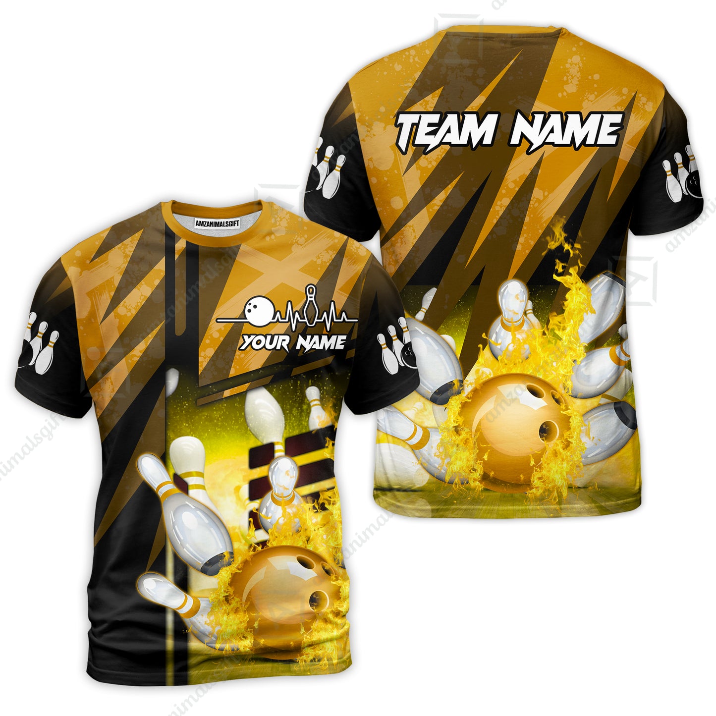 Customized Bowling Jersey Shirt, Bowling And Pins Abstract Grunge Texture XX Multicolor Option Customized Name And Team Zipper Polo Jerseys Shirts