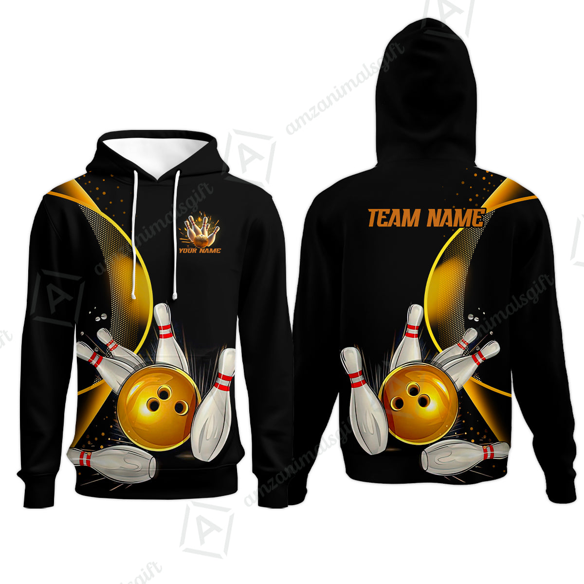 Customized Bowling Polo Shirt, Custom Black And Gold Bowling Team Shirts For Men And Women, Unisex Bowling League Jerseys Polo Shirts