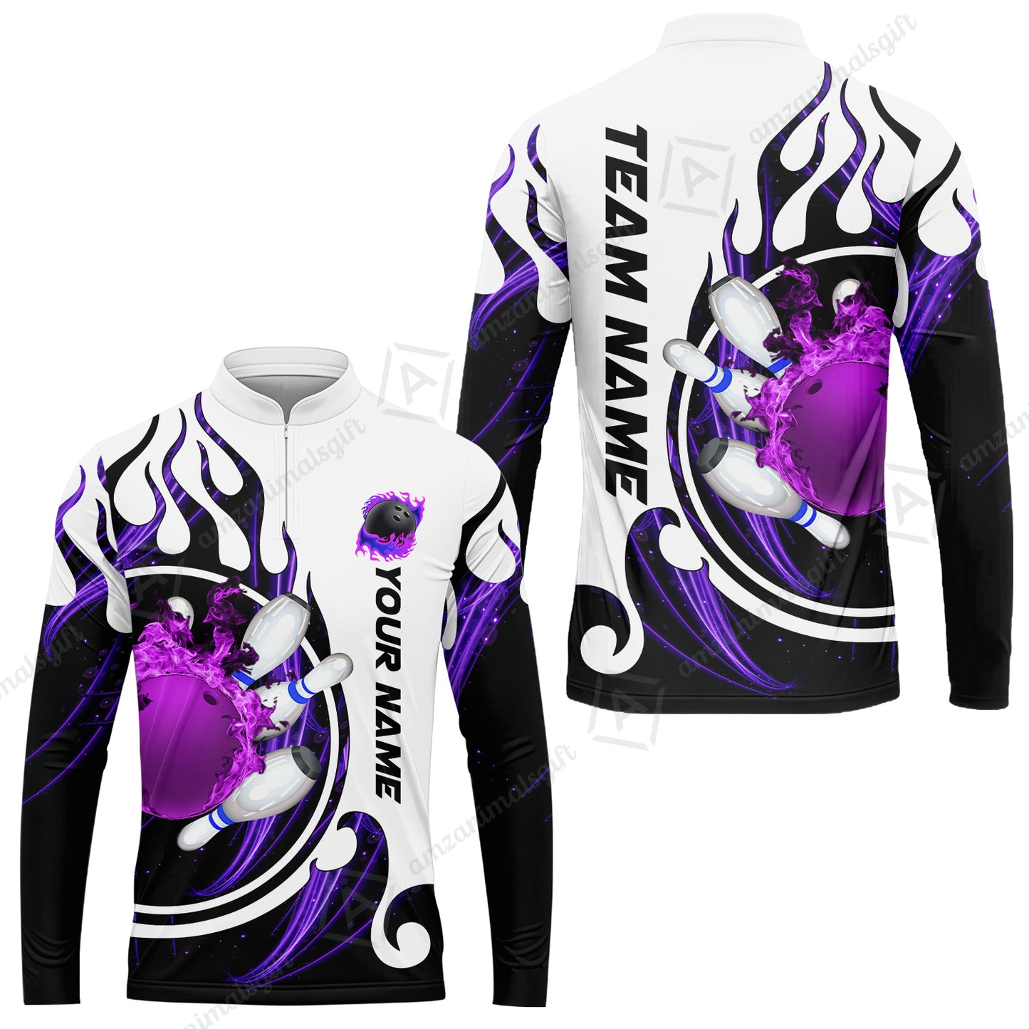 Customized Bowling Jersey Shirt, Fire Blaster Bowling And Pins Multicolor Option Customized Name, Team Name Jerseys Polo Shirts For Bowling Team