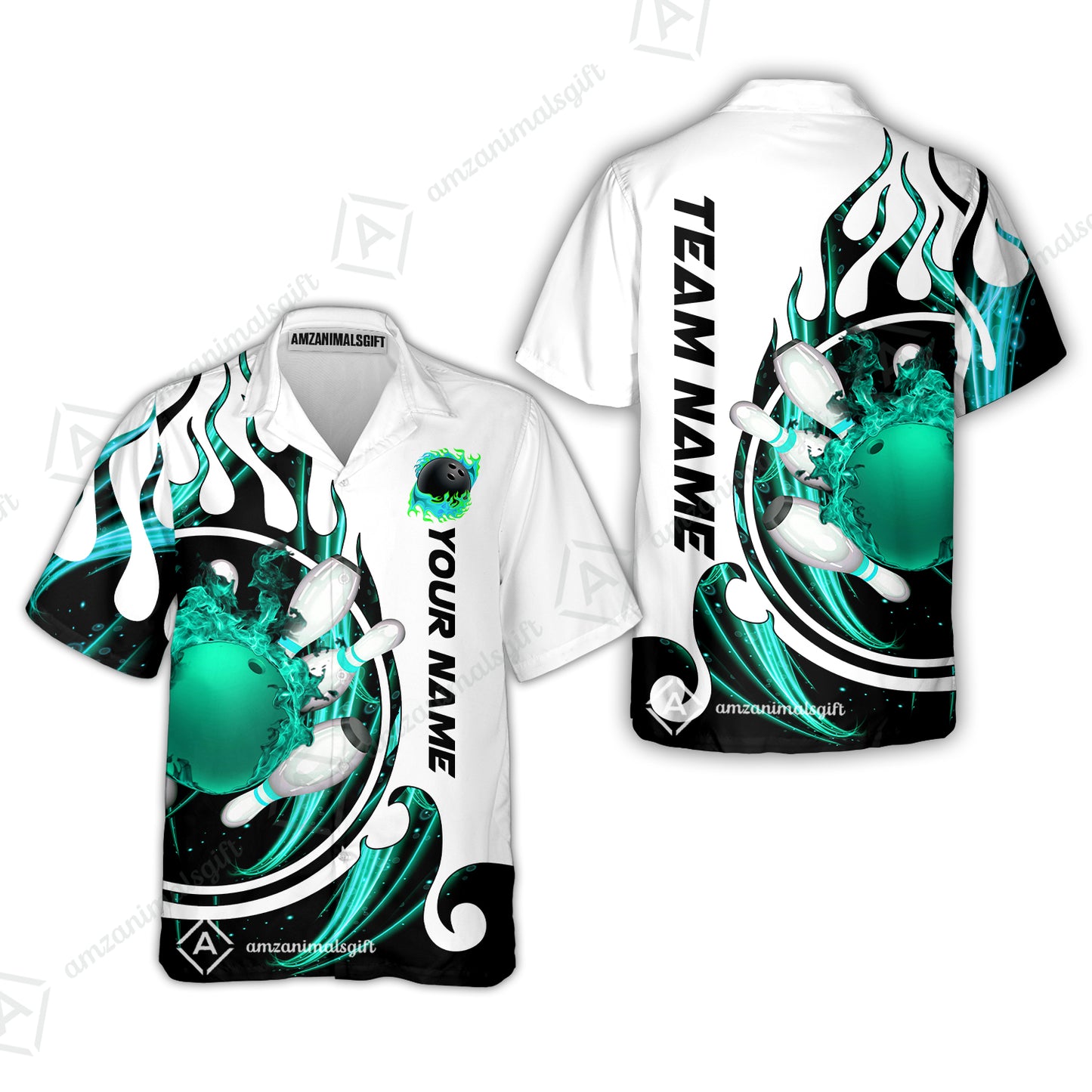 Customized Bowling Jersey Shirt, Fire Blaster Bowling And Pins Multicolor Option Customized Name, Team Name Jerseys Polo Shirts For Bowling Team