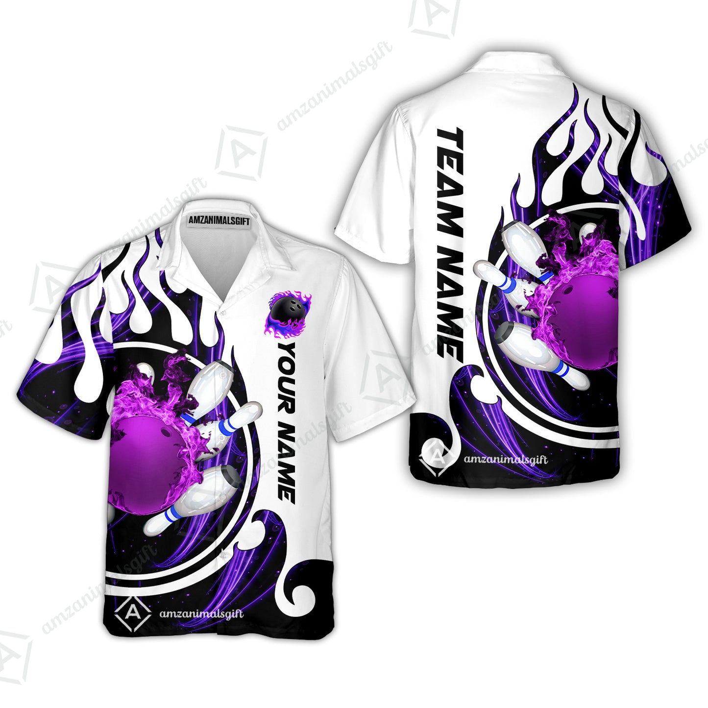 Customized Bowling Jersey Shirt, Fire Blaster Bowling And Pins Multicolor Option Customized Name, Team Name Jerseys Polo Shirts For Bowling Team