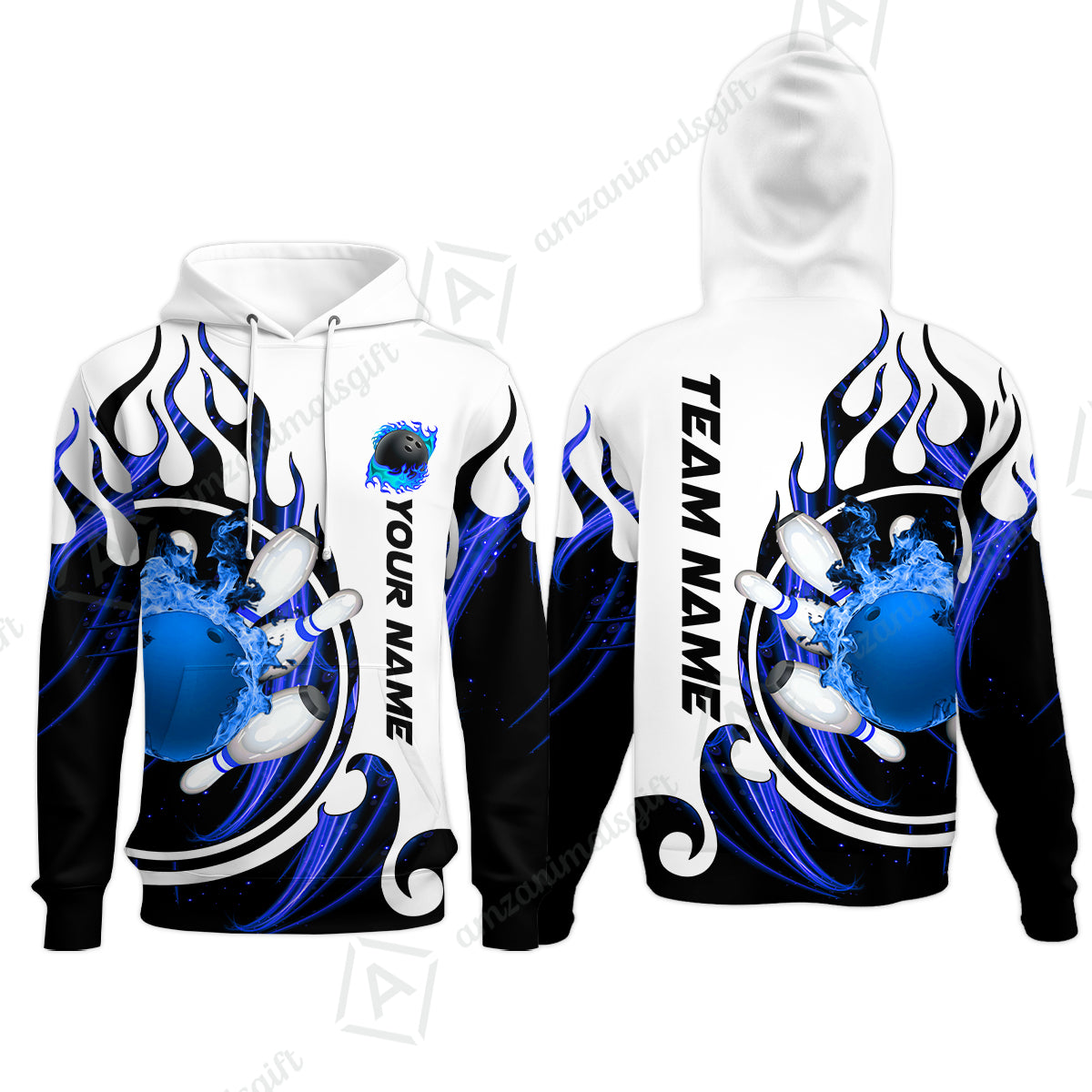 Customized Bowling Jersey Shirt, Fire Blaster Bowling And Pins Multicolor Option Customized Name, Team Name Jerseys Polo Shirts For Bowling Team