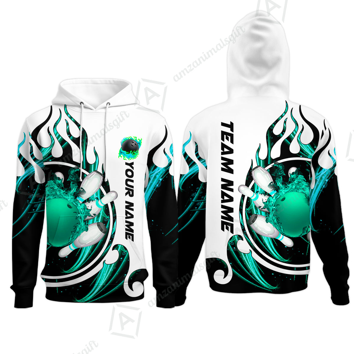 Customized Bowling Jersey Shirt, Fire Blaster Bowling And Pins Multicolor Option Customized Name, Team Name Jerseys Polo Shirts For Bowling Team