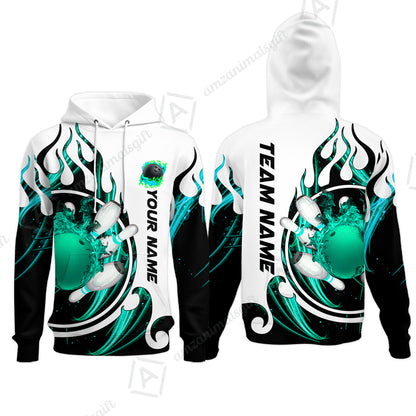 Customized Bowling Jersey Shirt, Fire Blaster Bowling And Pins Multicolor Option Customized Name, Team Name Jerseys Polo Shirts For Bowling Team