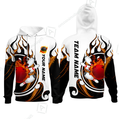 Customized Bowling Jersey Shirt, Fire Blaster Bowling And Pins Multicolor Option Customized Name, Team Name Jerseys Polo Shirts For Bowling Team