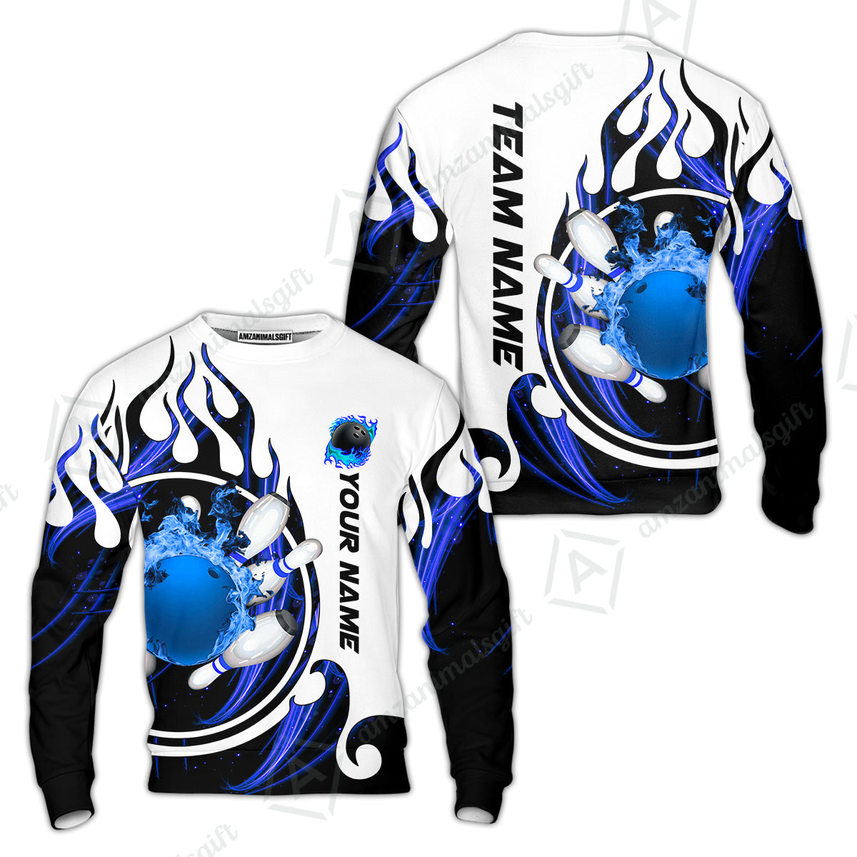 Customized Bowling Jersey Shirt, Fire Blaster Bowling And Pins Multicolor Option Customized Name, Team Name Jerseys Polo Shirts For Bowling Team
