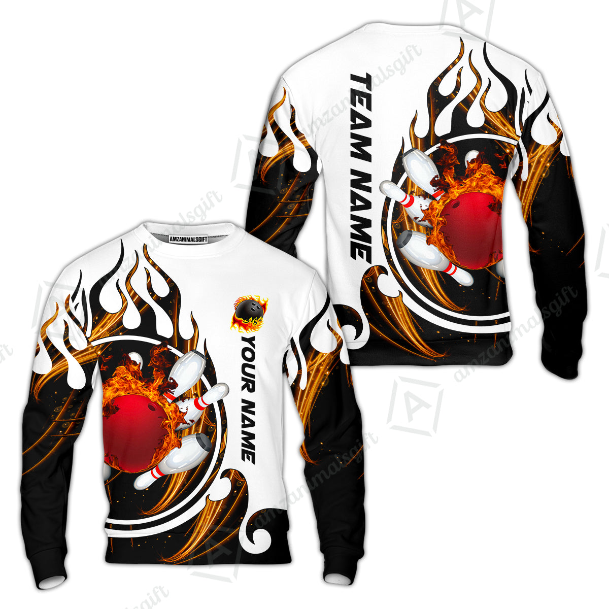 Customized Bowling Jersey Shirt, Fire Blaster Bowling And Pins Multicolor Option Customized Name, Team Name Jerseys Polo Shirts For Bowling Team