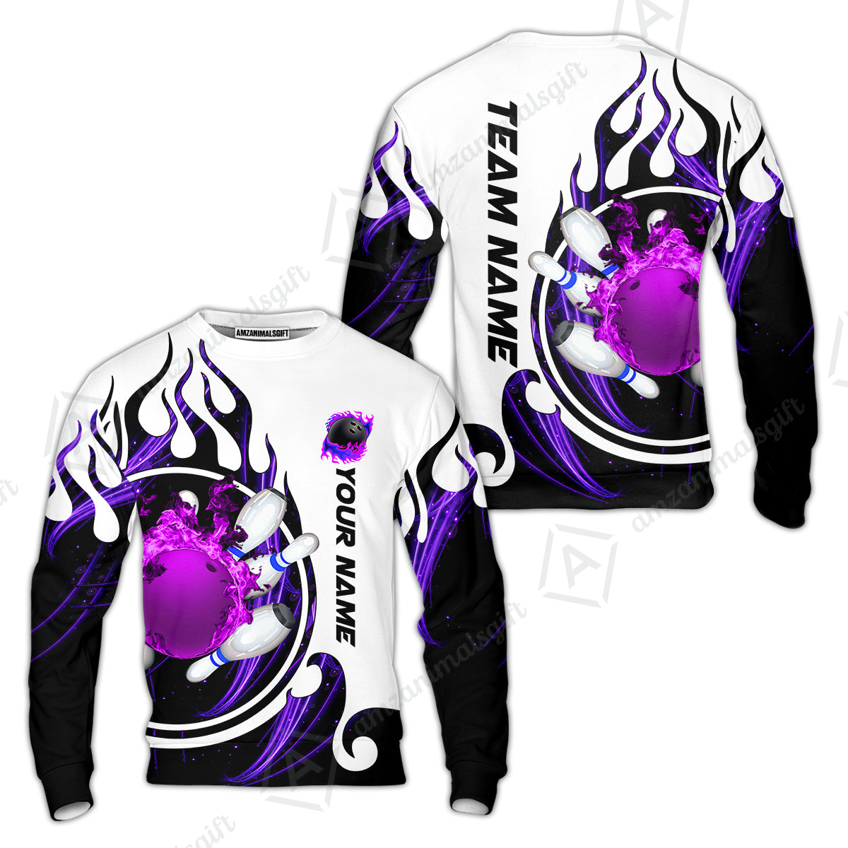 Customized Bowling Jersey Shirt, Fire Blaster Bowling And Pins Multicolor Option Customized Name, Team Name Jerseys Polo Shirts For Bowling Team