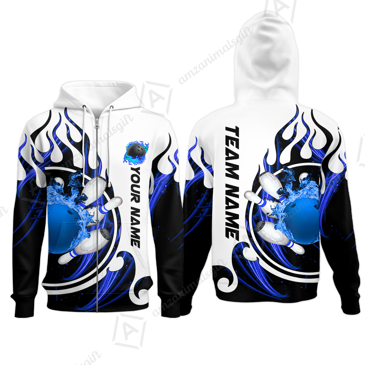 Customized Bowling Jersey Shirt, Fire Blaster Bowling And Pins Multicolor Option Customized Name, Team Name Jerseys Polo Shirts For Bowling Team