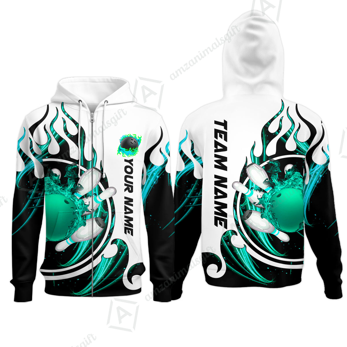 Customized Bowling Jersey Shirt, Fire Blaster Bowling And Pins Multicolor Option Customized Name, Team Name Jerseys Polo Shirts For Bowling Team