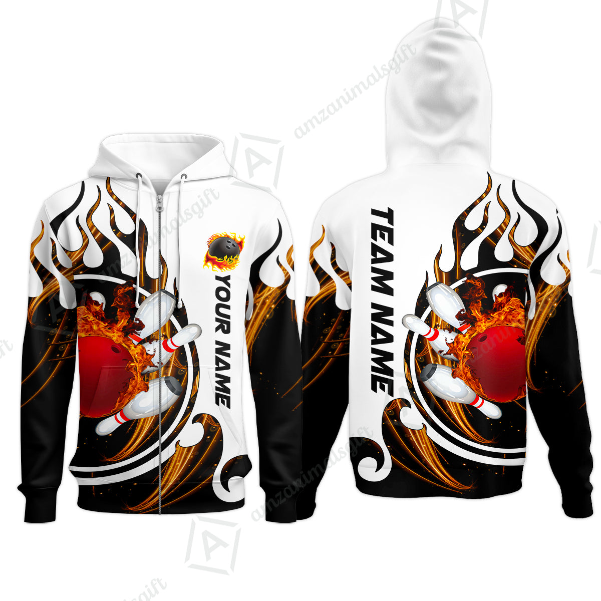 Customized Bowling Jersey Shirt, Fire Blaster Bowling And Pins Multicolor Option Customized Name, Team Name Jerseys Polo Shirts For Bowling Team