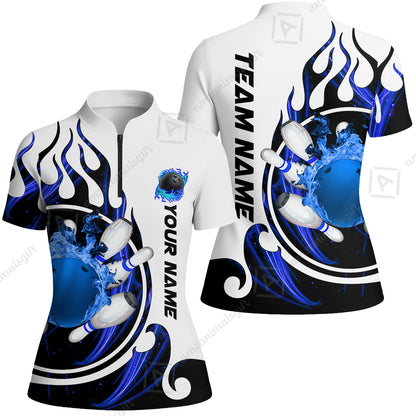 Customized Bowling Jersey Shirt, Fire Blaster Bowling And Pins Multicolor Option Customized Name, Team Name Jerseys Polo Shirts For Bowling Team
