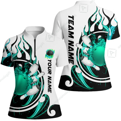 Customized Bowling Jersey Shirt, Fire Blaster Bowling And Pins Multicolor Option Customized Name, Team Name Jerseys Polo Shirts For Bowling Team