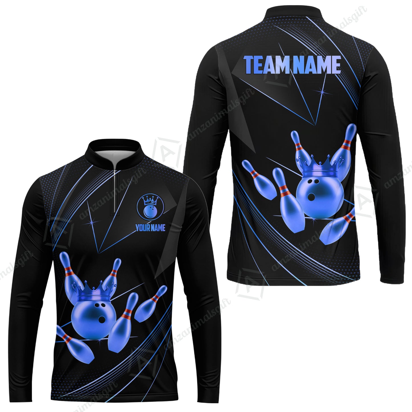 Custom bowling uniforms, Bowling Jerseys Shirts, Bowling Ball & Pins Premium Crown Customized Name And Team Name For Bowling Team Men Women
