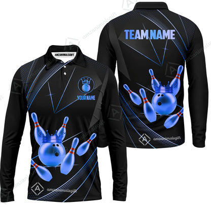 Custom bowling uniforms, Bowling Jerseys Shirts, Bowling Ball & Pins Premium Crown Customized Name And Team Name For Bowling Team Men Women