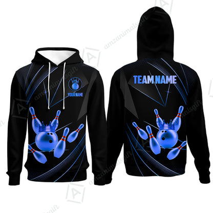 Custom bowling uniforms, Bowling Jerseys Shirts, Bowling Ball & Pins Premium Crown Customized Name And Team Name For Bowling Team Men Women