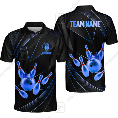 Custom bowling uniforms, Bowling Jerseys Shirts, Bowling Ball & Pins Premium Crown Customized Name And Team Name For Bowling Team Men Women