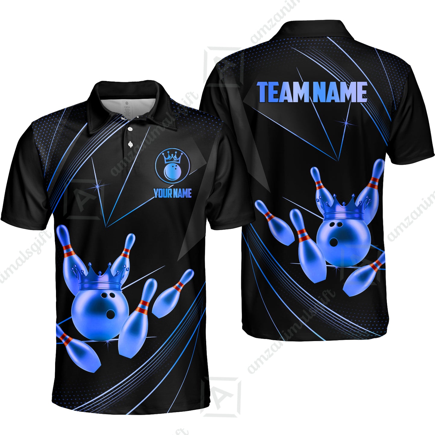 Custom bowling uniforms, Bowling Jerseys Shirts, Bowling Ball & Pins Premium Crown Customized Name And Team Name For Bowling Team Men Women
