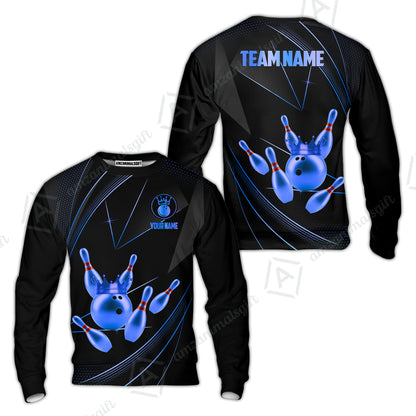 Custom bowling uniforms, Bowling Jerseys Shirts, Bowling Ball & Pins Premium Crown Customized Name And Team Name For Bowling Team Men Women