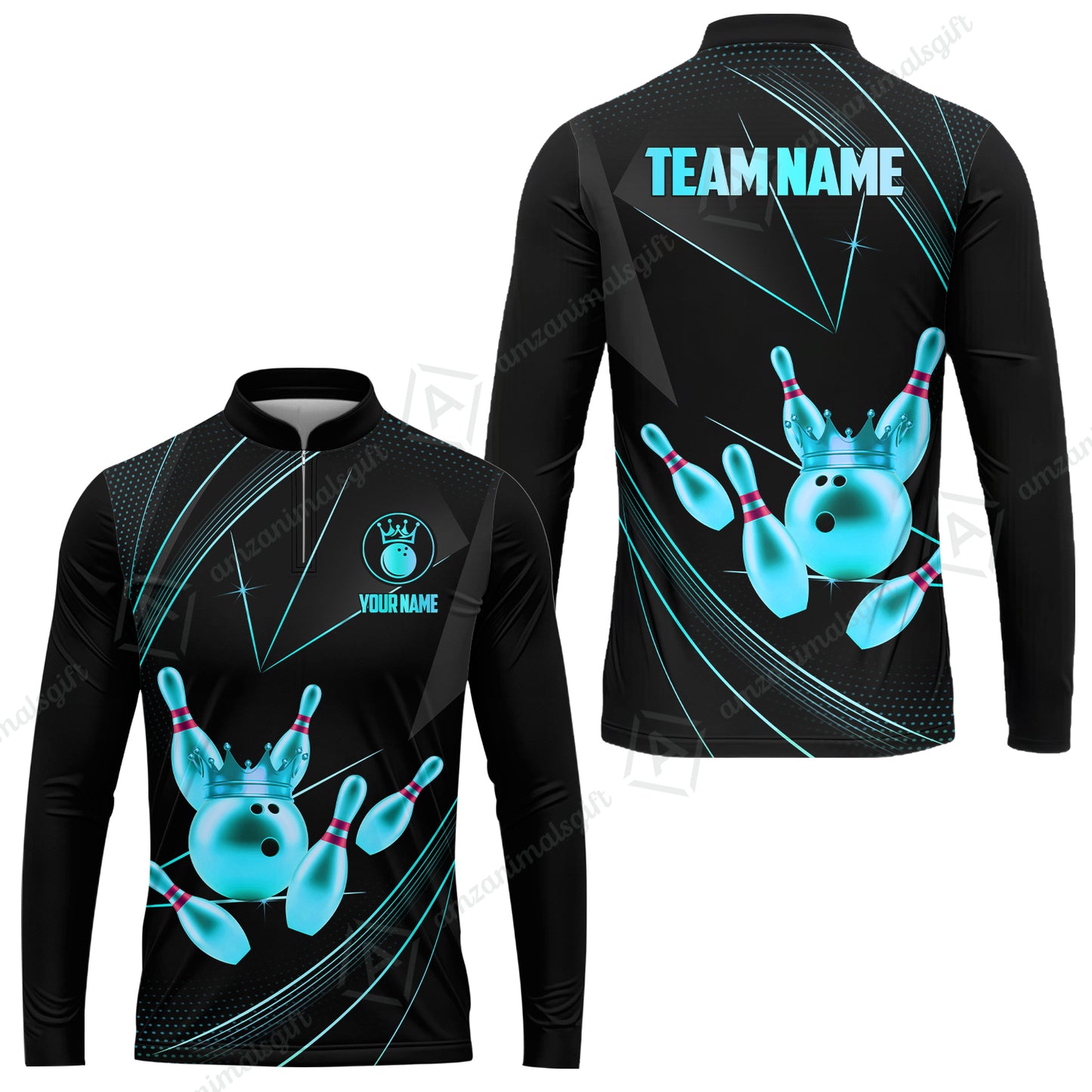 Custom bowling uniforms, Bowling Jerseys Shirts, Bowling Ball & Pins Premium Crown Customized Name And Team Name For Bowling Team Men Women