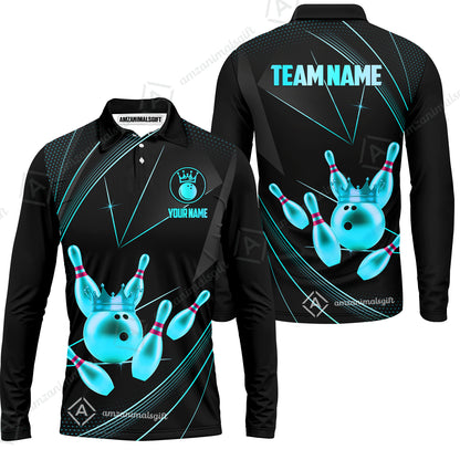 Custom bowling uniforms, Bowling Jerseys Shirts, Bowling Ball & Pins Premium Crown Customized Name And Team Name For Bowling Team Men Women