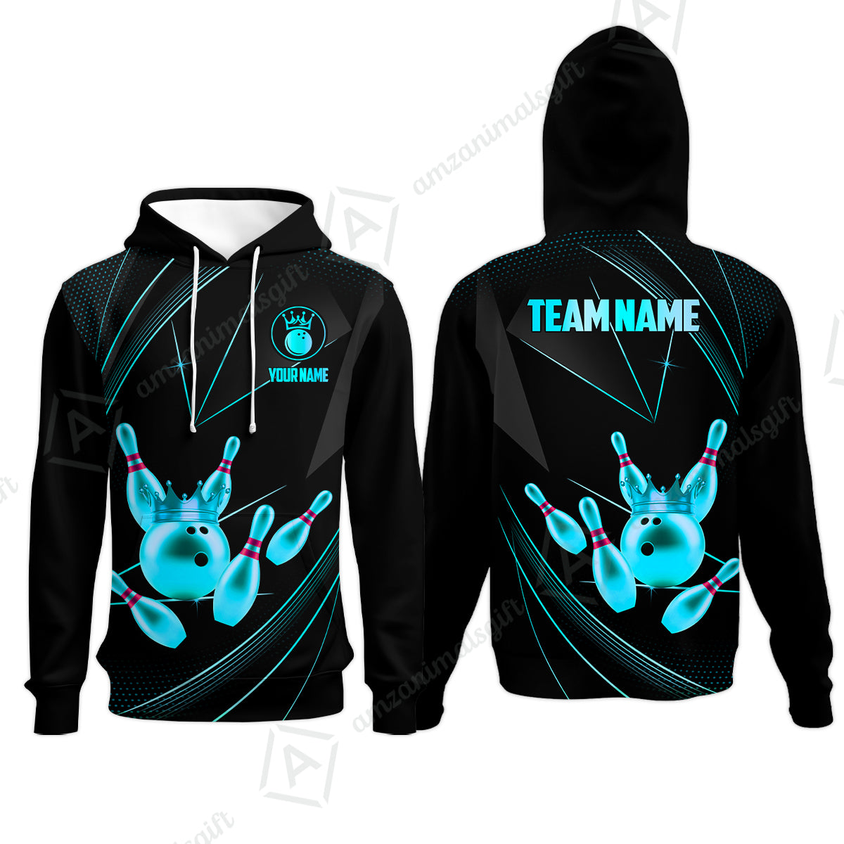 Custom bowling uniforms, Bowling Jerseys Shirts, Bowling Ball & Pins Premium Crown Customized Name And Team Name For Bowling Team Men Women