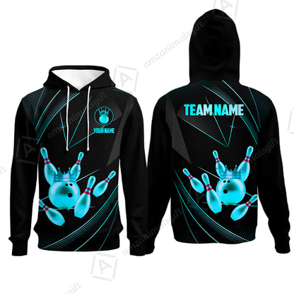 Custom bowling uniforms, Bowling Jerseys Shirts, Bowling Ball & Pins Premium Crown Customized Name And Team Name For Bowling Team Men Women