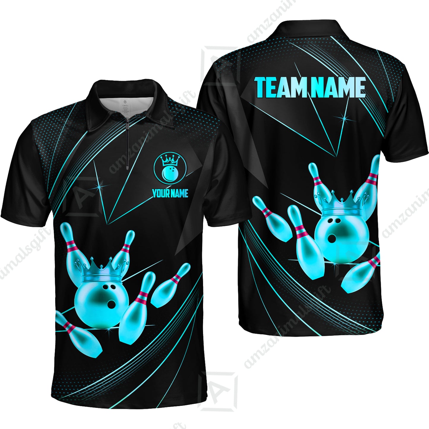 Custom bowling uniforms, Bowling Jerseys Shirts, Bowling Ball & Pins Premium Crown Customized Name And Team Name For Bowling Team Men Women