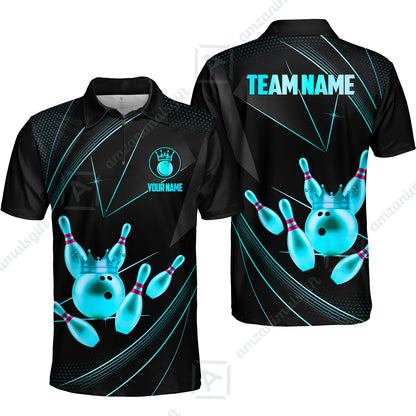 Custom bowling uniforms, Bowling Jerseys Shirts, Bowling Ball & Pins Premium Crown Customized Name And Team Name For Bowling Team Men Women