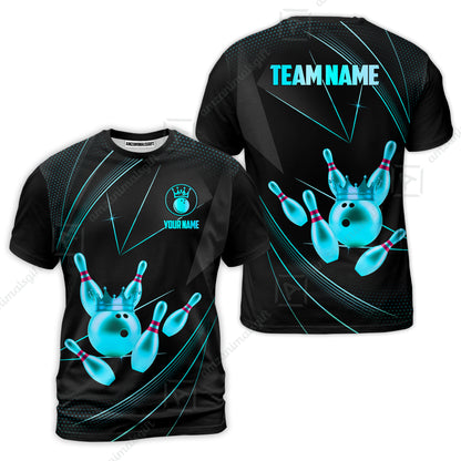 Custom bowling uniforms, Bowling Jerseys Shirts, Bowling Ball & Pins Premium Crown Customized Name And Team Name For Bowling Team Men Women