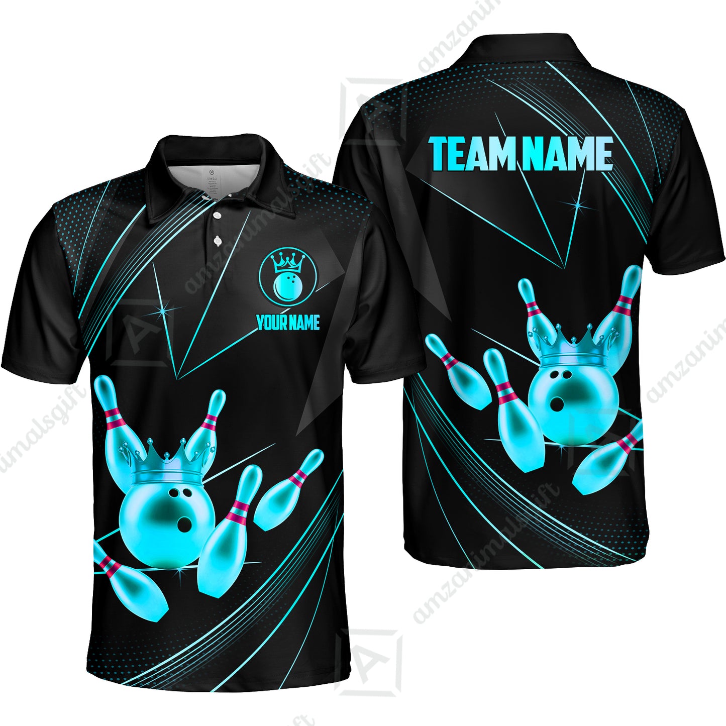 Custom bowling uniforms, Bowling Jerseys Shirts, Bowling Ball & Pins Premium Crown Customized Name And Team Name For Bowling Team Men Women