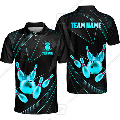 Custom bowling uniforms, Bowling Jerseys Shirts, Bowling Ball & Pins Premium Crown Customized Name And Team Name For Bowling Team Men Women