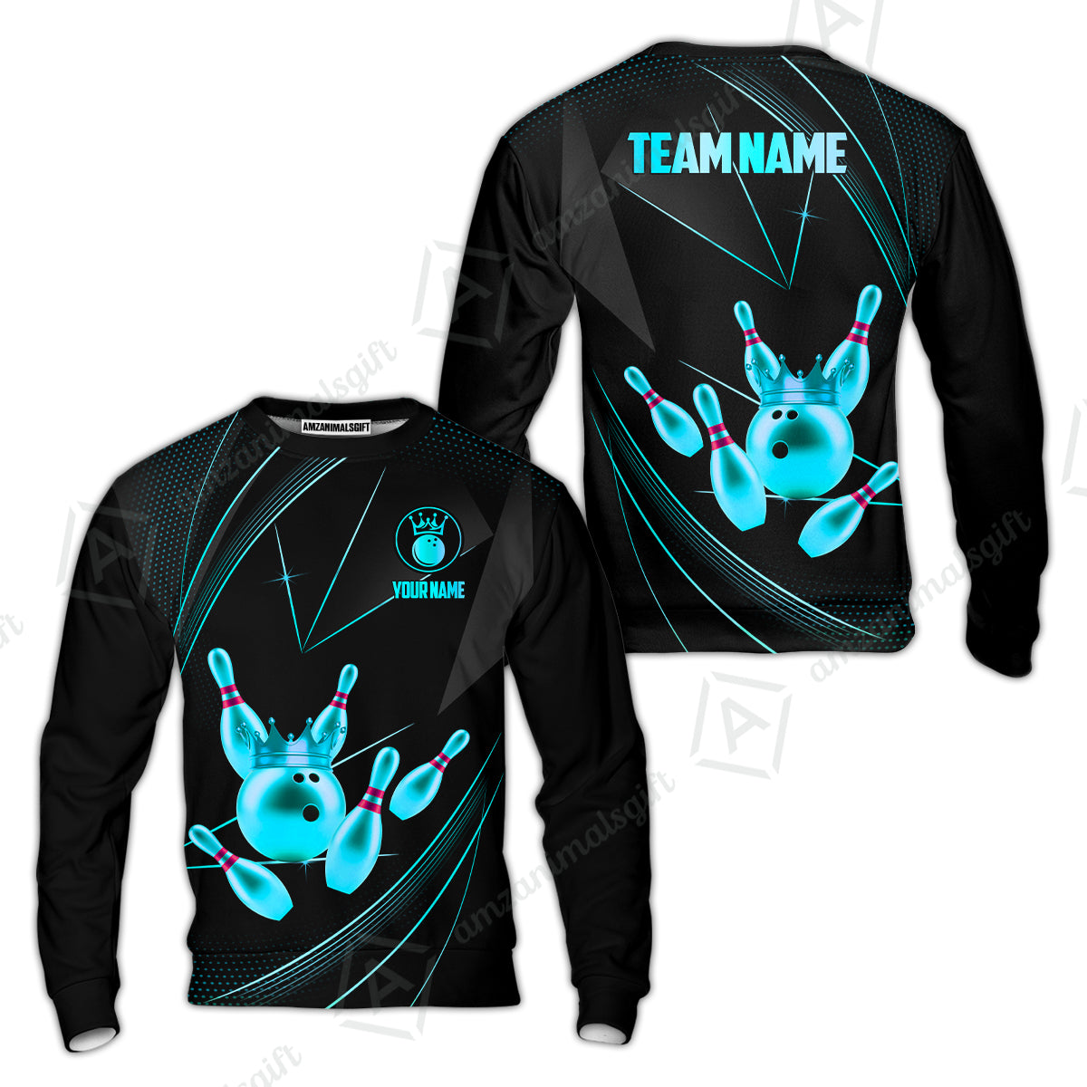 Custom bowling uniforms, Bowling Jerseys Shirts, Bowling Ball & Pins Premium Crown Customized Name And Team Name For Bowling Team Men Women
