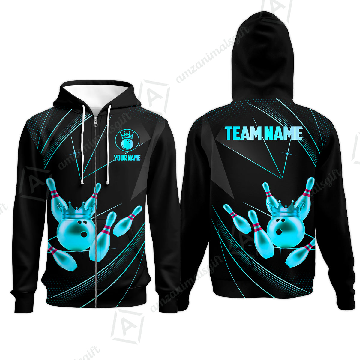 Custom bowling uniforms, Bowling Jerseys Shirts, Bowling Ball & Pins Premium Crown Customized Name And Team Name For Bowling Team Men Women