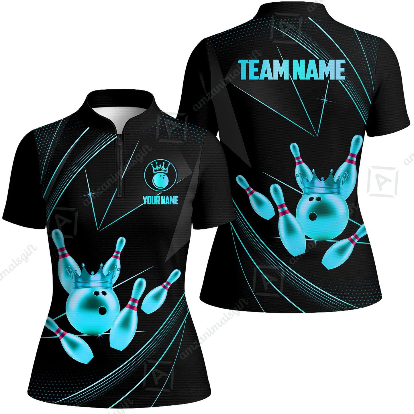 Custom bowling uniforms, Bowling Jerseys Shirts, Bowling Ball & Pins Premium Crown Customized Name And Team Name For Bowling Team Men Women
