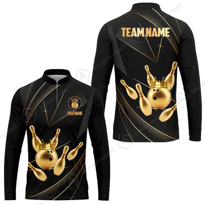 Custom bowling uniforms, Bowling Jerseys Shirts, Bowling Ball & Pins Premium Crown Customized Name And Team Name For Bowling Team Men Women