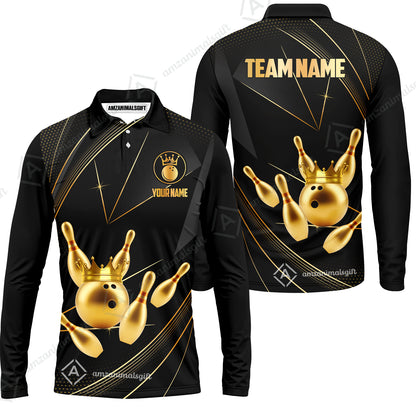 Custom bowling uniforms, Bowling Jerseys Shirts, Bowling Ball & Pins Premium Crown Customized Name And Team Name For Bowling Team Men Women