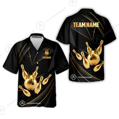 Custom bowling uniforms, Bowling Jerseys Shirts, Bowling Ball & Pins Premium Crown Customized Name And Team Name For Bowling Team Men Women