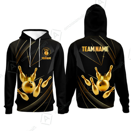 Custom bowling uniforms, Bowling Jerseys Shirts, Bowling Ball & Pins Premium Crown Customized Name And Team Name For Bowling Team Men Women
