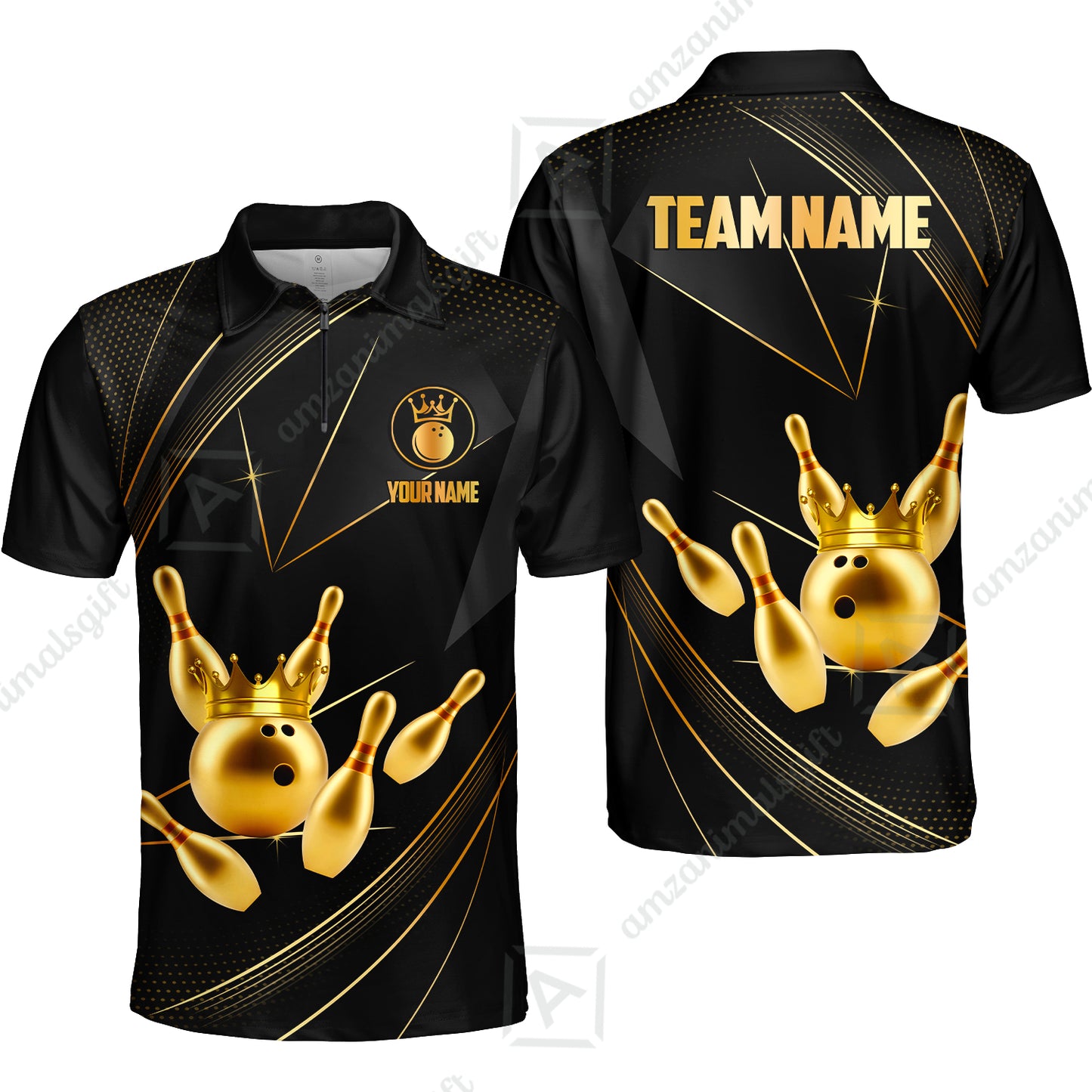 Custom bowling uniforms, Bowling Jerseys Shirts, Bowling Ball & Pins Premium Crown Customized Name And Team Name For Bowling Team Men Women