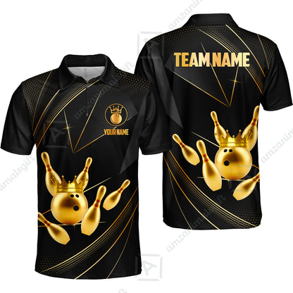 Custom bowling uniforms, Bowling Jerseys Shirts, Bowling Ball & Pins Premium Crown Customized Name And Team Name For Bowling Team Men Women