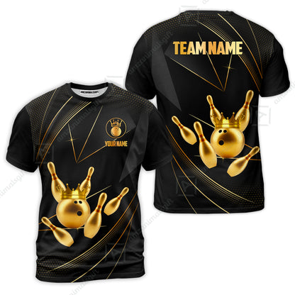 Custom bowling uniforms, Bowling Jerseys Shirts, Bowling Ball & Pins Premium Crown Customized Name And Team Name For Bowling Team Men Women
