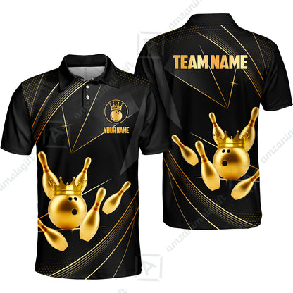 Custom bowling uniforms, Bowling Jerseys Shirts, Bowling Ball & Pins Premium Crown Customized Name And Team Name For Bowling Team Men Women